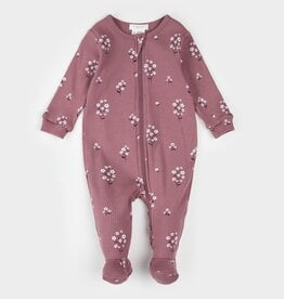 Petit Lem WHITE FLOWERS PRINT MAUVE SLEEPER