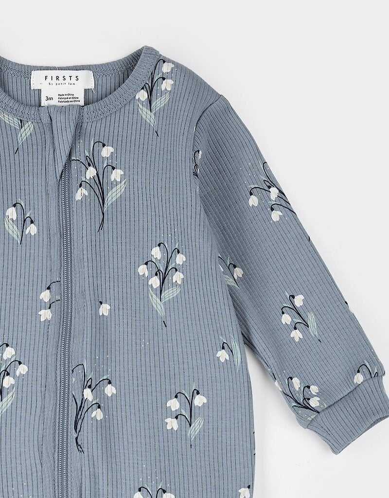 Petit Lem SNOWBELL PRINT DUSTY BLUE SLEEPER