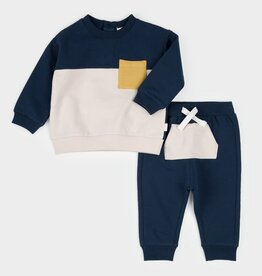 Petit Lem COLOR BLOCK BLUE OUTFIT SET