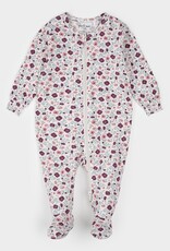 Petit Lem FLOWERED FOOTED SLEEPER KNIT-BEIGE