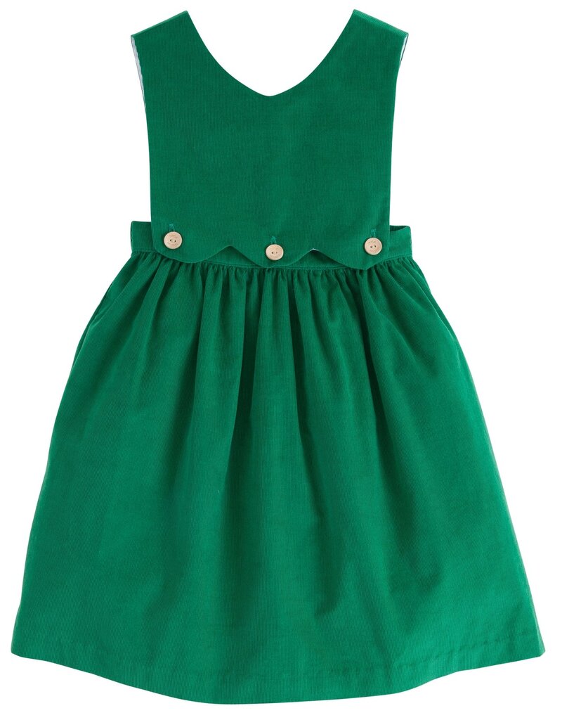 Little English Button Panel Jumper Evergreen Corduroy