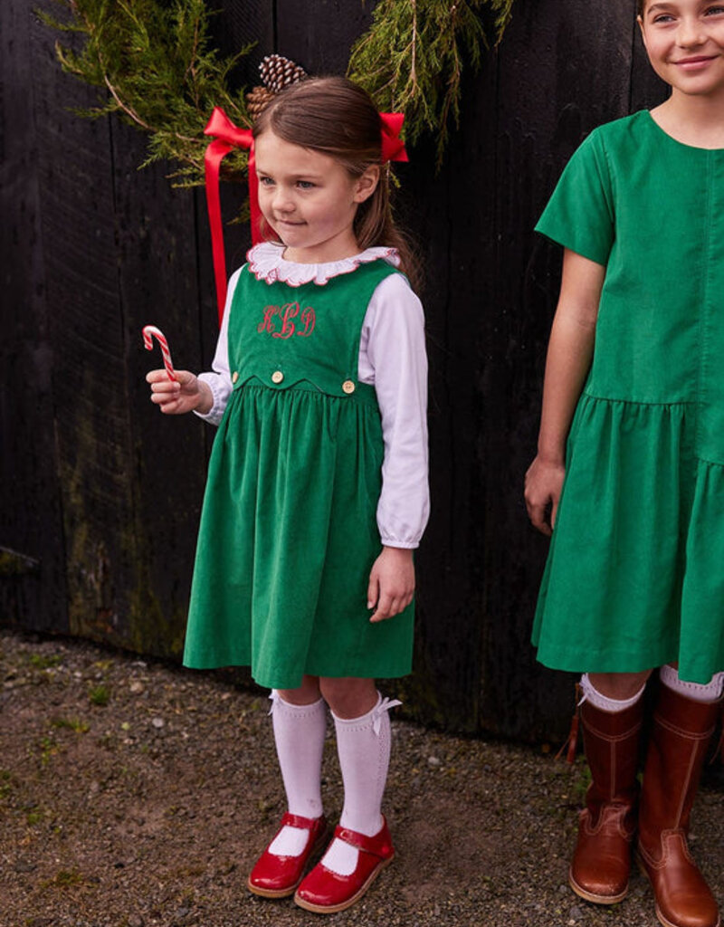 Little English Button Panel Jumper Evergreen Corduroy