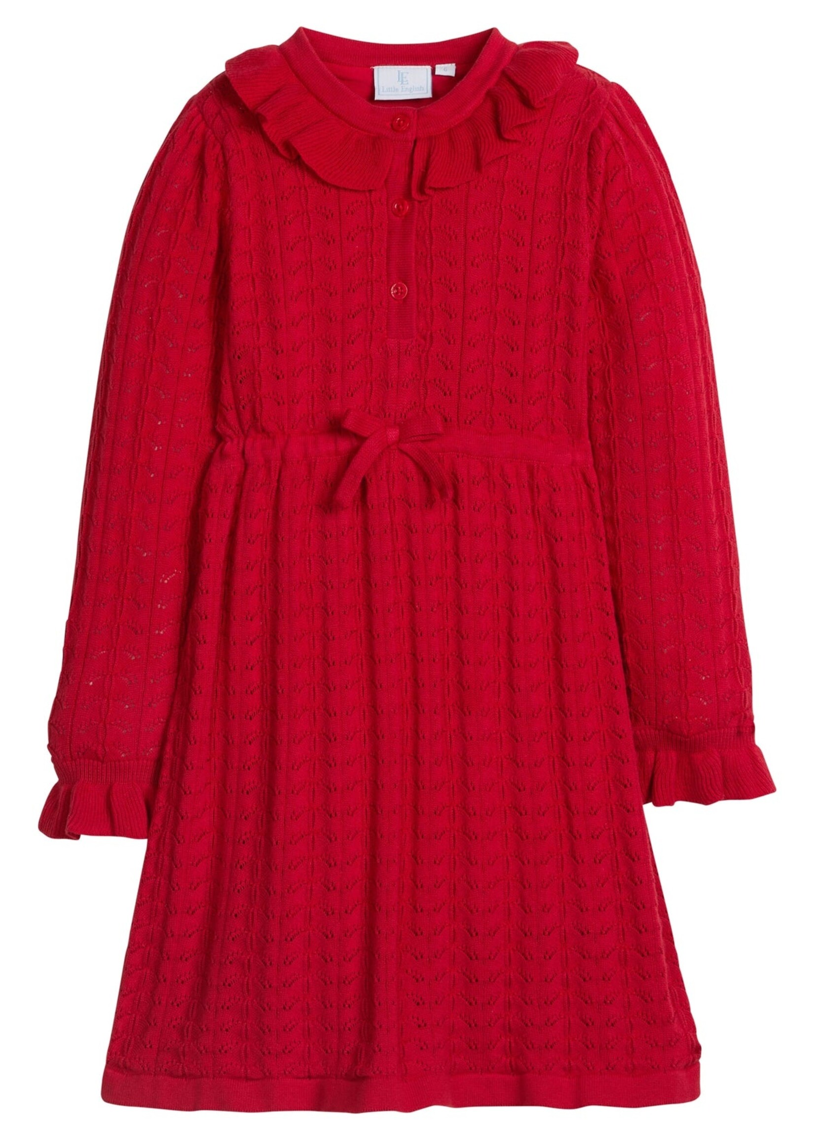 Little English Pointelle Sweater Dress Red