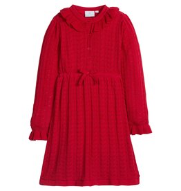 Little English Pointelle Sweater Dress Red
