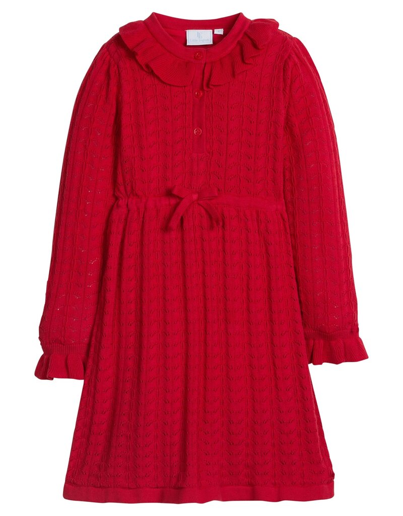 Little English Pointelle Sweater Dress Red