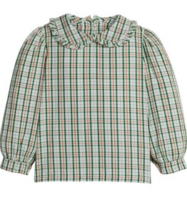 Little English Ruffled Peter Pan Blouse Mistletoe Tartan
