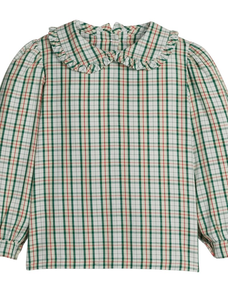Little English Ruffled Peter Pan Blouse Mistletoe Tartan