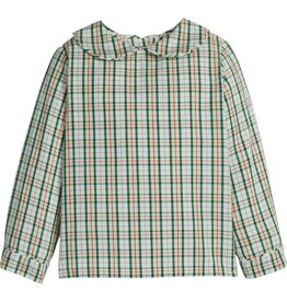 Little English Peter Pan Shirt Mistletoe Tartan