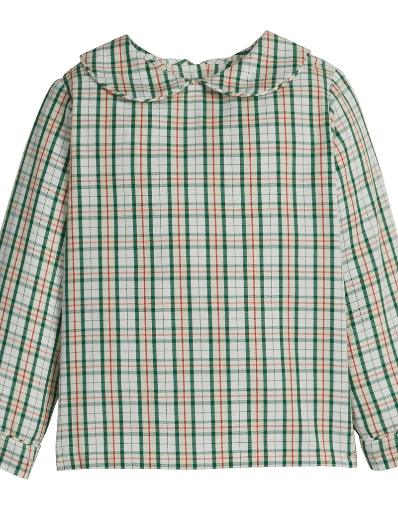 Little English Peter Pan Shirt Mistletoe Tartan