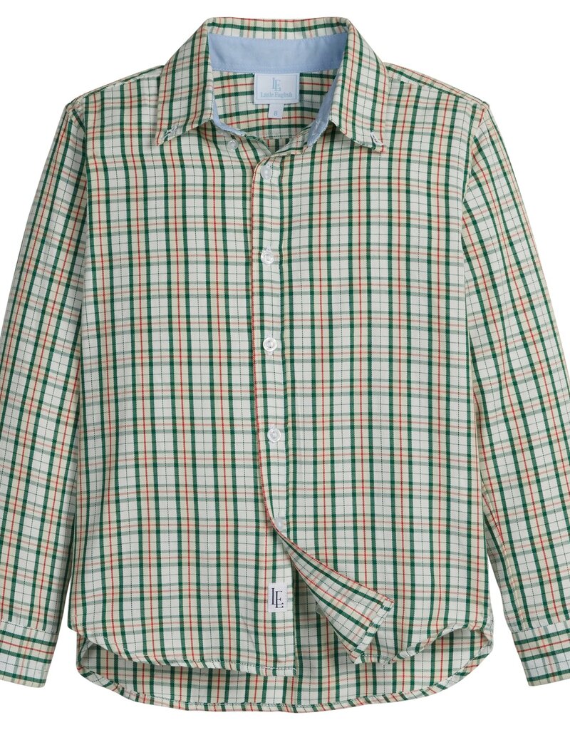 Little English Button Down Shirt Mistletoe Tartan