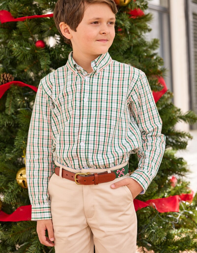 Little English Button Down Shirt Mistletoe Tartan