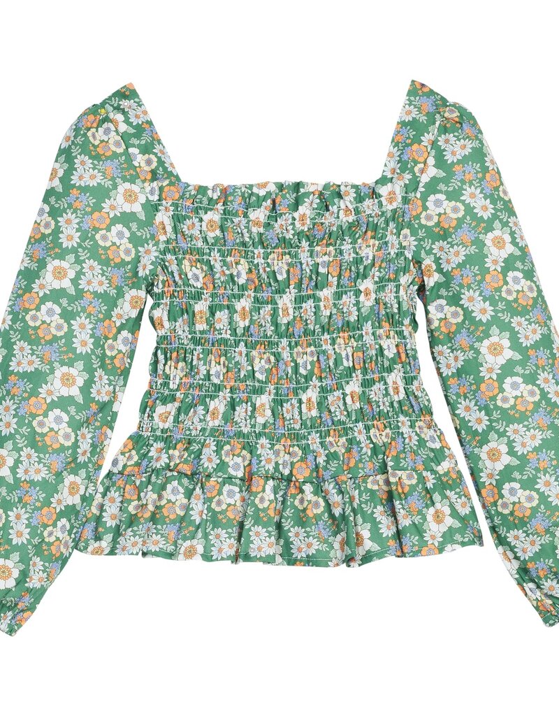 Bisby Long Sleeved India Top Greenwich Garden Green