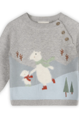 Viverano Skating Polar Bear Jacquard Knit Raglan Pullover