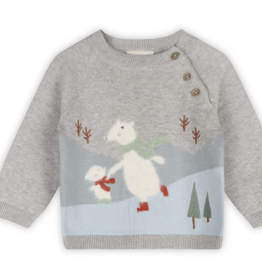 Viverano Skating Polar Bear Jacquard Knit Raglan Pullover