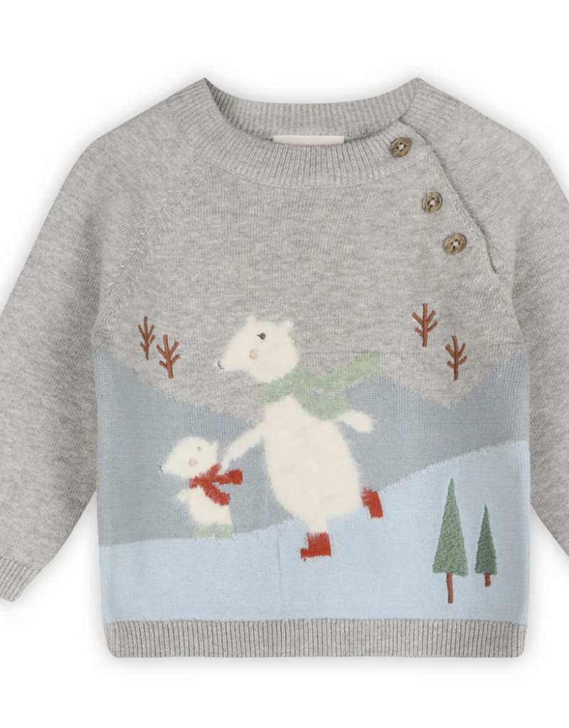 Viverano Skating Polar Bear Jacquard Knit Raglan Pullover