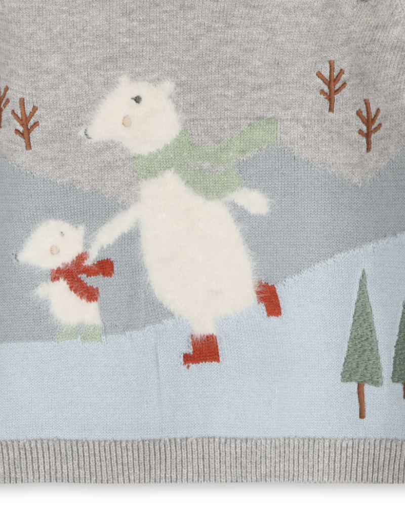 Viverano Skating Polar Bear Jacquard Knit Raglan Pullover