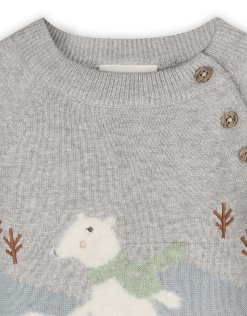 Viverano Skating Polar Bear Jacquard Knit Raglan Pullover