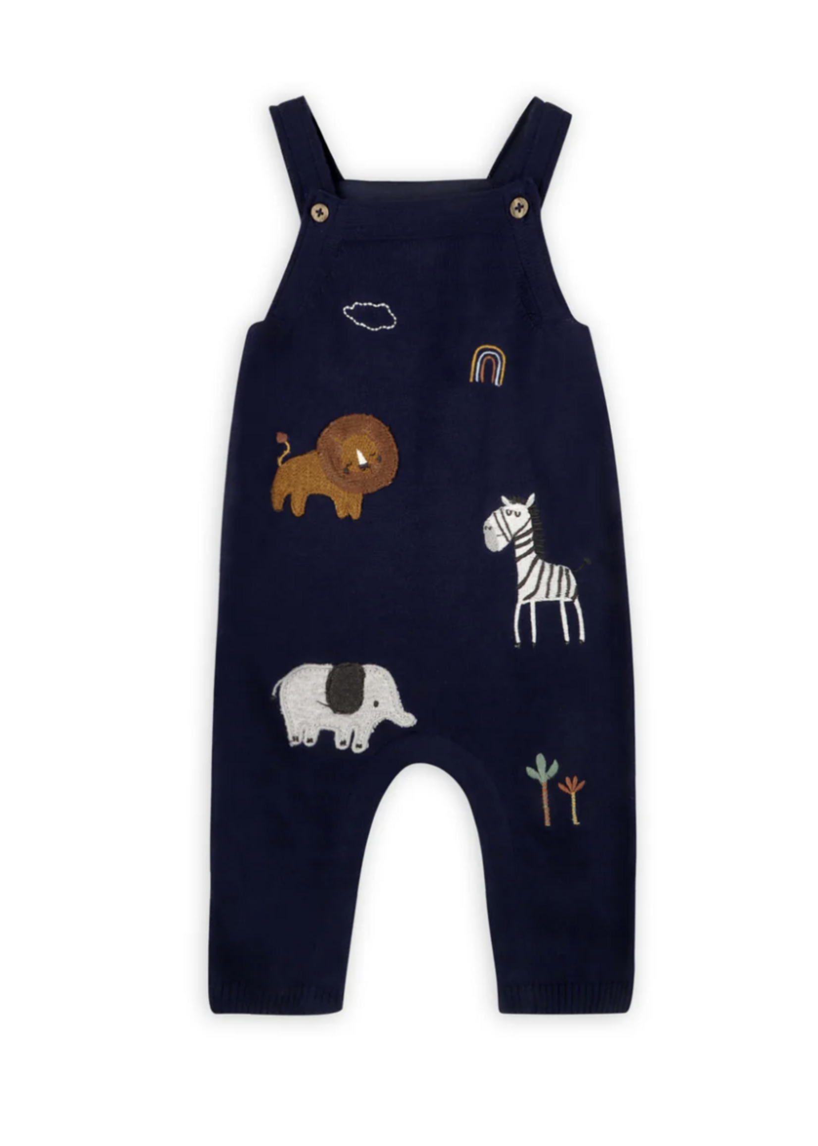 Viverano Elephant Zebra Applique Knit Baby Overall Set