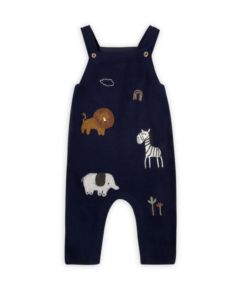 Viverano Elephant Zebra Applique Knit Baby Overall Set