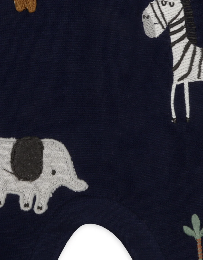 Viverano Elephant Zebra Applique Knit Baby Overall Set