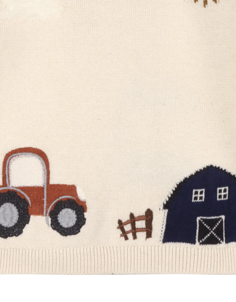Viverano Farm Tractor Embroidered Sweater Pullover