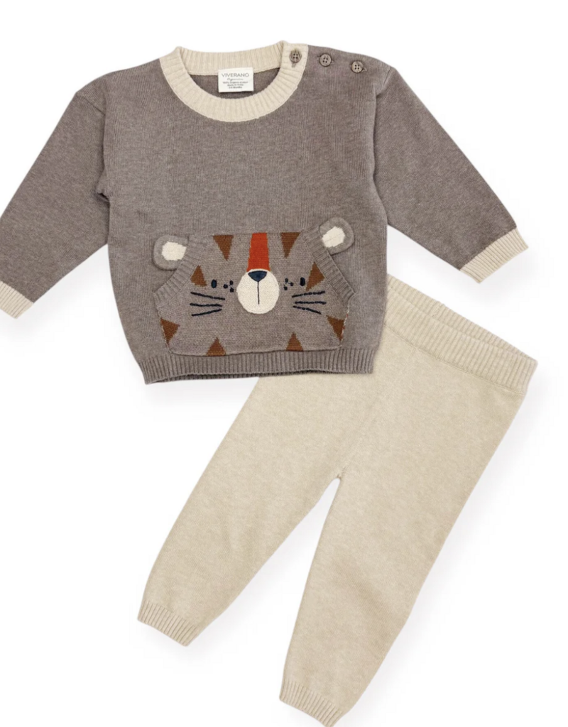 Viverano Tiger Kangaroo Pocket Knit Pullover Pant Set