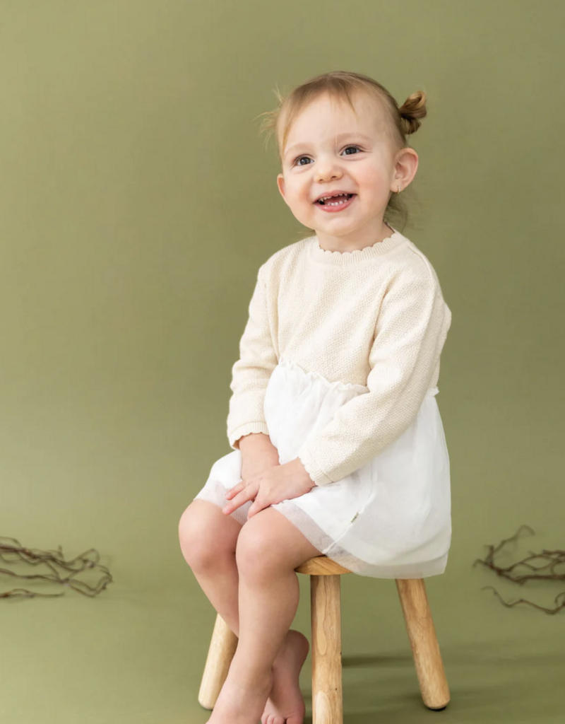Viverano Pearl Knit Sweater Top/Tutu Dress Sweet Cream
