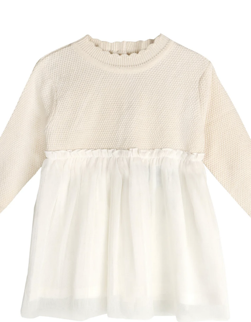 Viverano Pearl Knit Sweater Top/Tutu Dress Sweet Cream