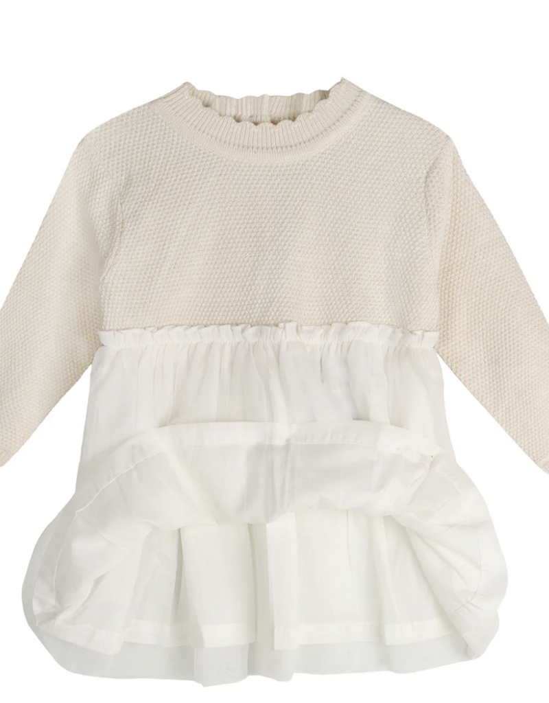 Viverano Pearl Knit Sweater Top/Tutu Dress Sweet Cream