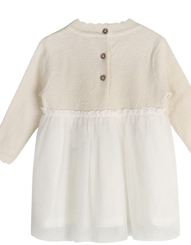 Viverano Pearl Knit Sweater Top/Tutu Dress Sweet Cream