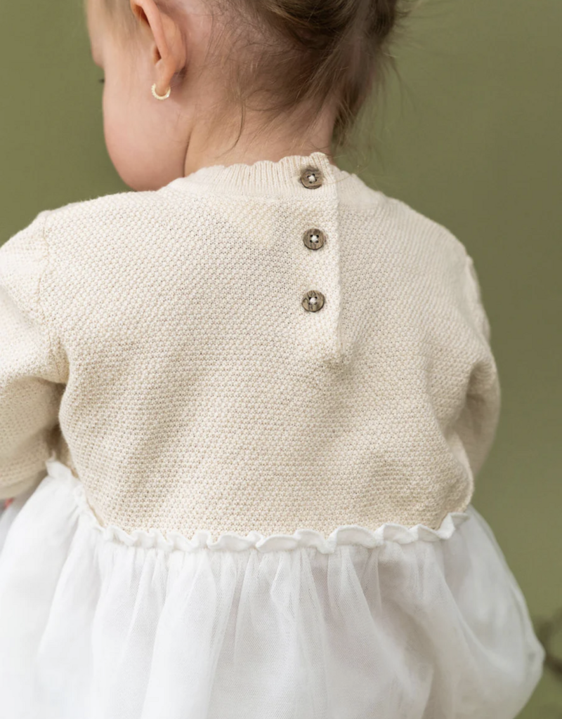 Viverano Pearl Knit Sweater Top/Tutu Dress Sweet Cream