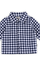 Viverano Oxford Gingham Shirt Overall Jumpsuit Navy/White