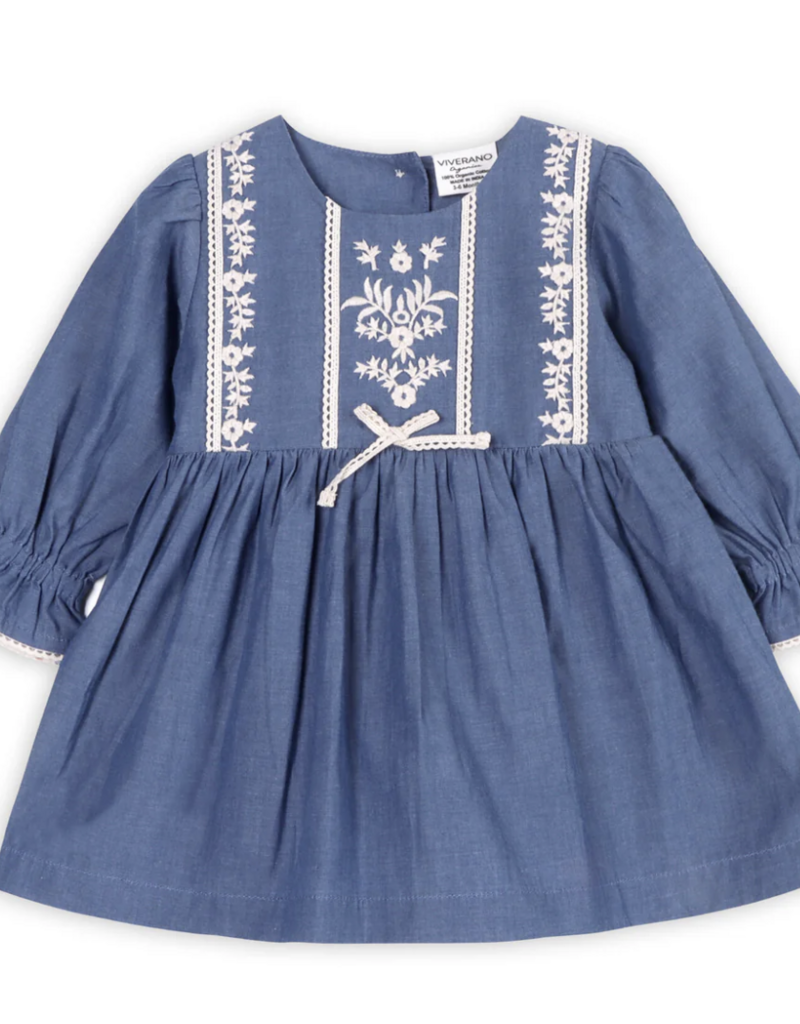 Viverano Hudson Denim Embr Dress/Bloomer Set Navy