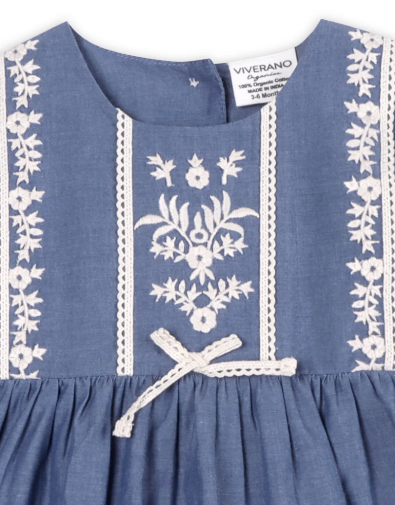 Viverano Hudson Denim Embr Dress/Bloomer Set Navy