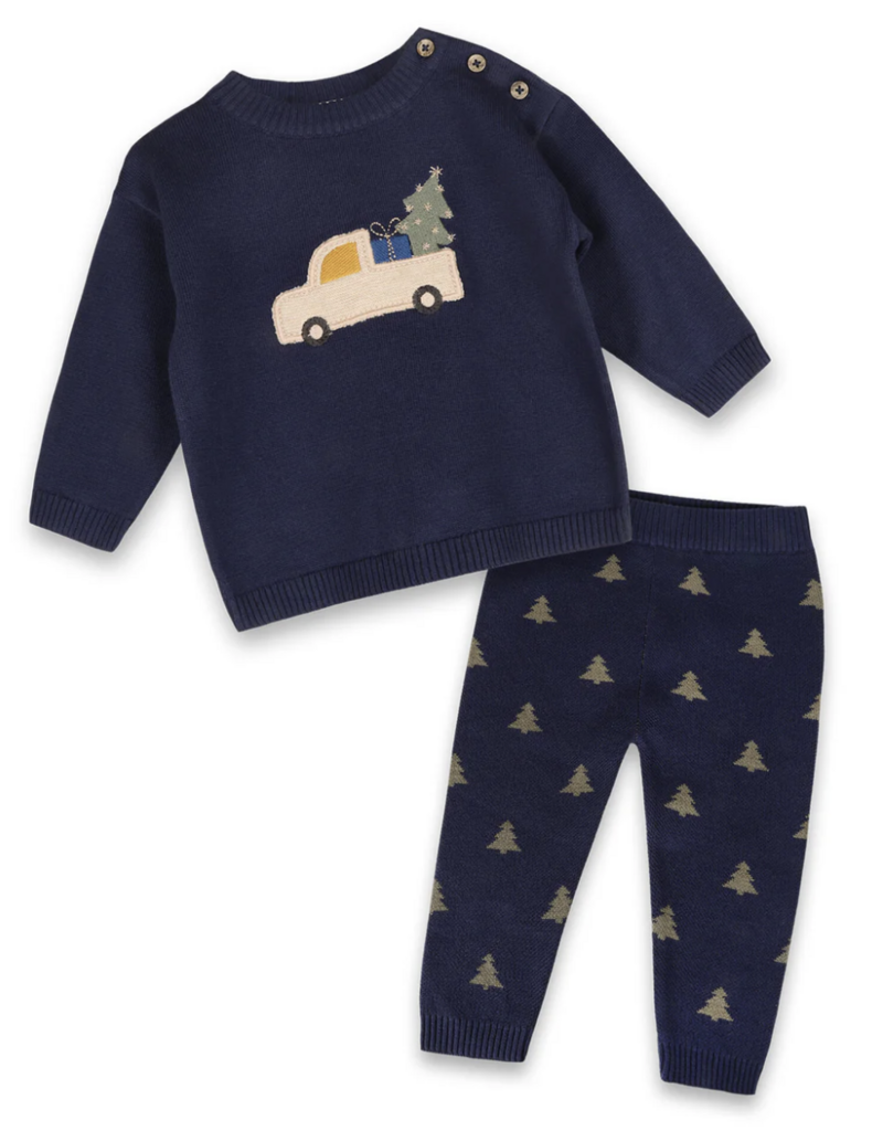 Viverano Jolly Truck Appl Sweater/Pant Set Navy