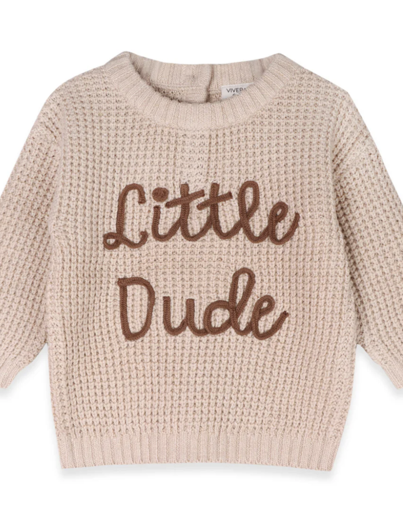 Viverano Little Dude Embr Stripe Sweater Oatmeal