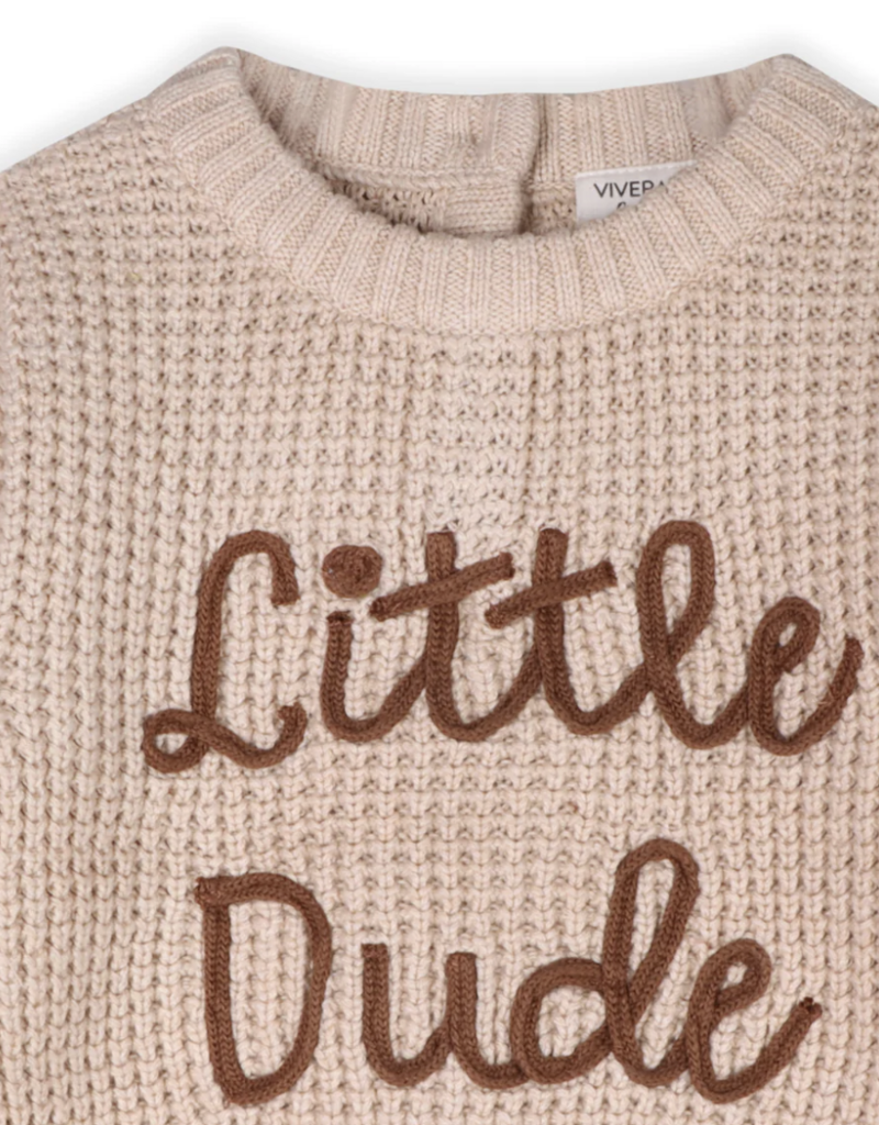 Viverano Little Dude Embr Stripe Sweater Oatmeal