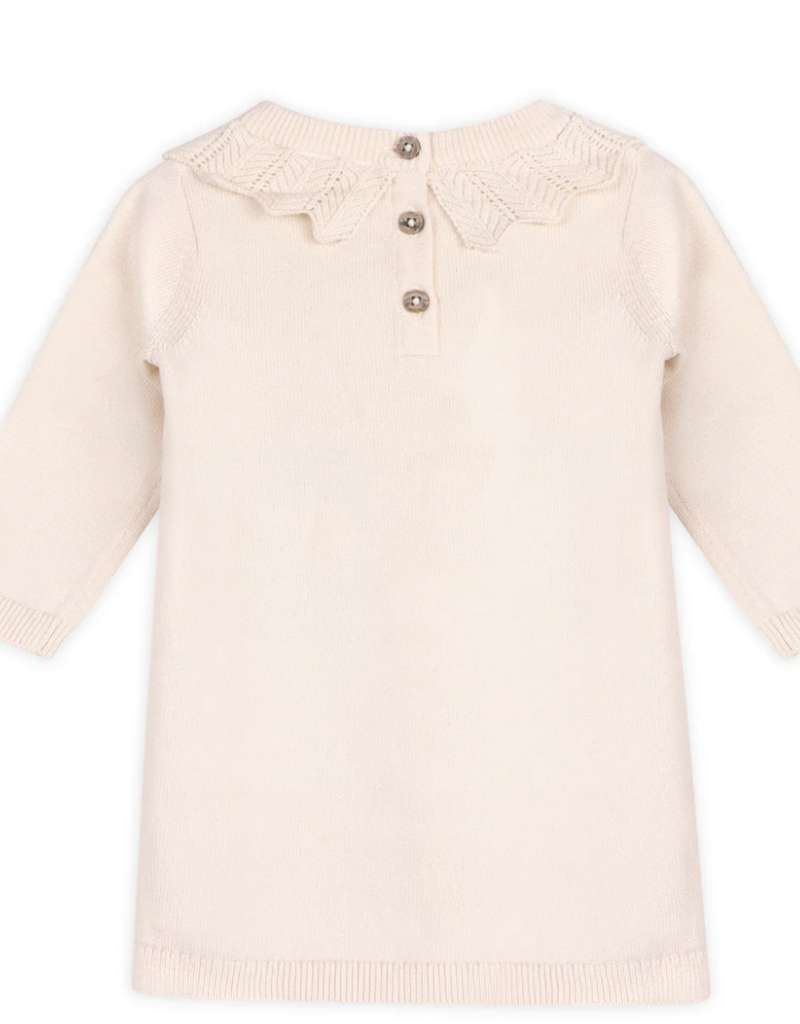 Viverano Floral Embr Knit Ruffle Dress