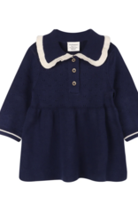 Viverano Adeline Ruffle Collar Sweater Dress Navy