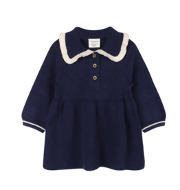 Viverano Adeline Ruffle Collar Sweater Dress Navy