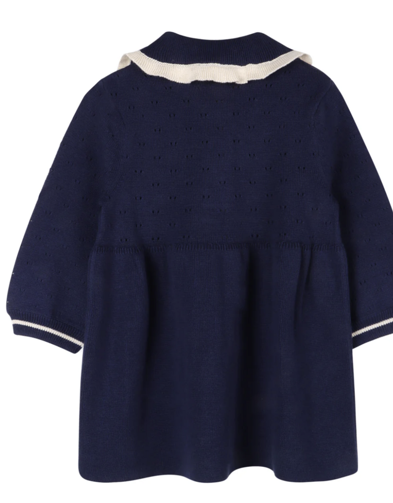 Viverano Adeline Ruffle Collar Sweater Dress Navy