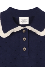 Viverano Adeline Ruffle Collar Sweater Dress Navy