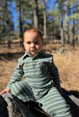 Me & Henry Kingston Green Double Stripe Polo Romper