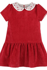 Luli & Me Randalls Collar Red Drop Waist Dress