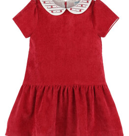 Luli & Me Randalls Collar Red Drop Waist Dress