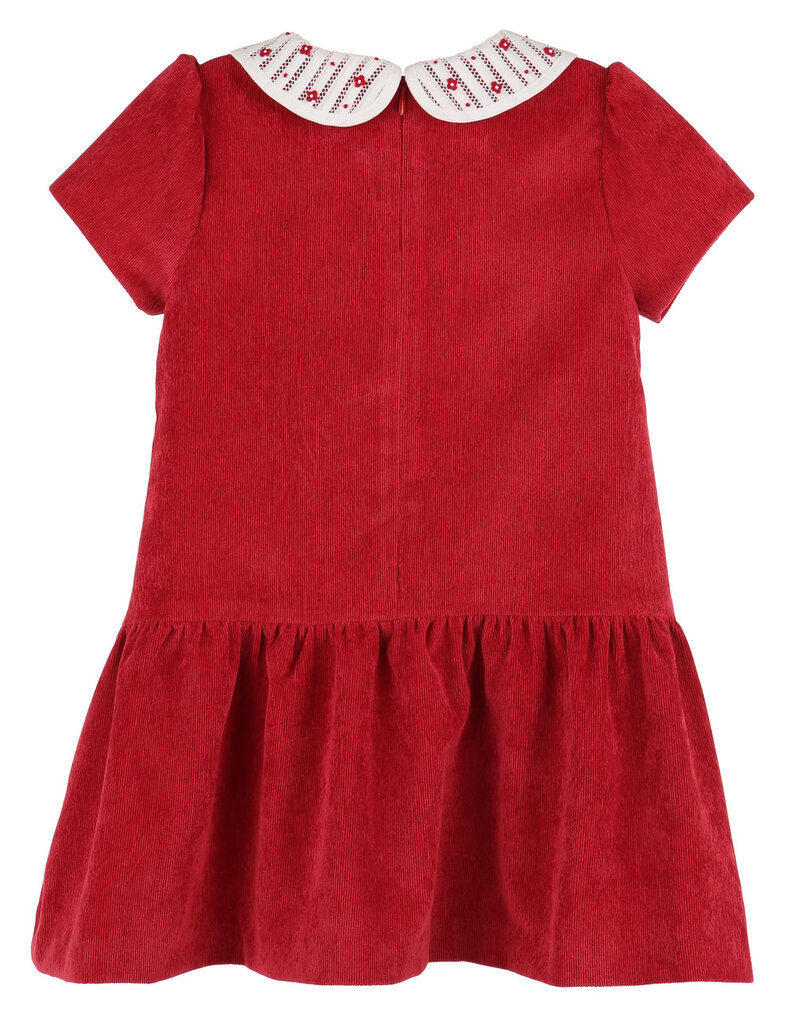 Luli & Me Randalls Collar Red Drop Waist Dress