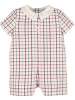 Luli & Me SALE. Tattersall Boy Green Romper