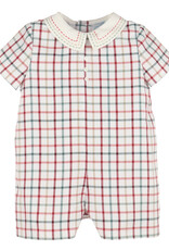 Luli & Me Tattersall Boy Green Romper