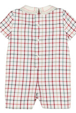 Luli & Me Tattersall Boy Green Romper