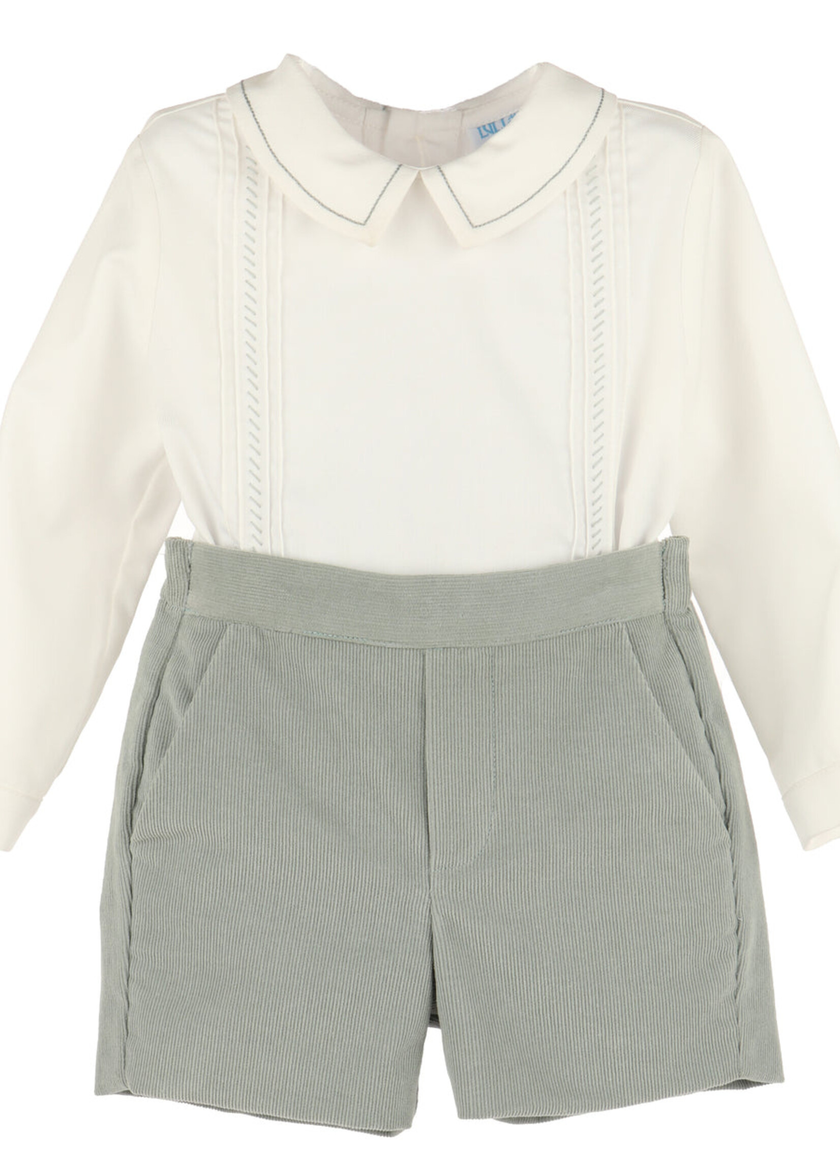 Luli & Me Cozy Green Cord Shortall Set